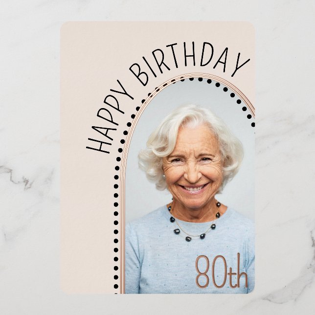 Invitation En Aluminium Simple Chic 80e anniversaire Arché Photo Pointe Po (Recto)