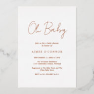 Invitation En Aluminium Simple écriture rustique élégant Baby Shower Rose