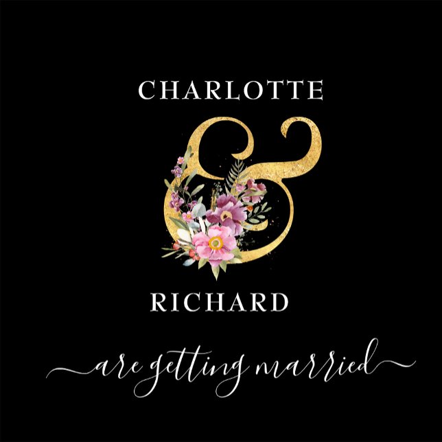 Invitation En Aluminium Simple Elégance, SAVE DATE, Black & Gold (Créateur téléchargé)