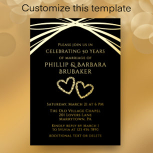 Invitation En Aluminium Simple élégant Arch Gold 50e anniversaire Mariage