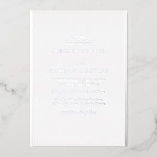 Invitation En Aluminium Simple Elegant Blanc & Mariage Silver Designer