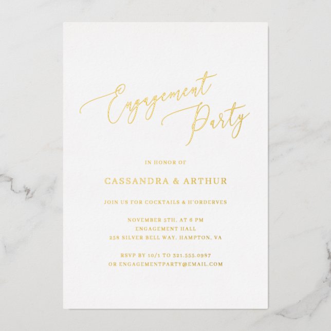 Invitation En Aluminium Simple Elegant Engagement Party (Recto)