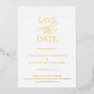 Invitation En Aluminium Simple élégant mariage Gold Enregistrer la date