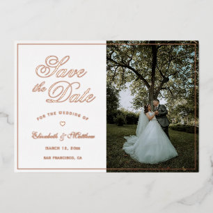 Invitation En Aluminium Simple Élégant Mariage Photo Enregistrer La Date