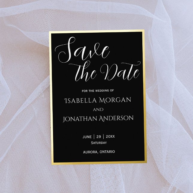 Invitation En Aluminium Simple Élégant Noir Classique Mariage Enregistrer  (Créateur téléchargé)