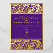 Simple Elegant or et violet Mariage