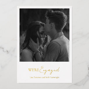 Invitation En Aluminium Simple Elegant Photo Engagement Party Gold