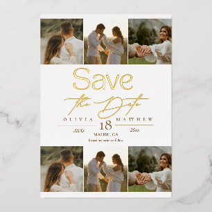 Invitation En Aluminium Simple Élégant Photo Mariage Enregistrer la Date