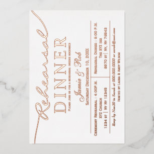 Invitation En Aluminium Simple Élégant Rose Dorée Dîner de Répétition 