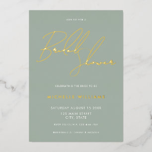 Invitation En Aluminium Simple Élégant Vert Sauge Mariage Script