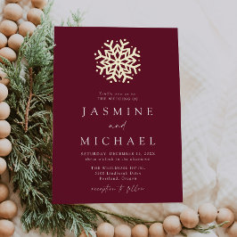 Invitation En Aluminium Simple Mariage Flocon de Neige Vin et Or