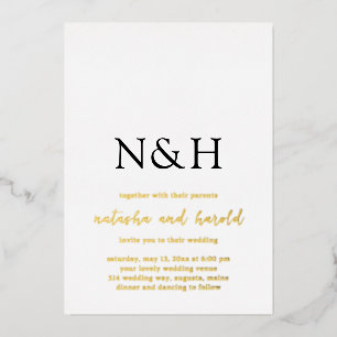 Invitation En Aluminium Simple minima gras Monogramme moderne Mariage