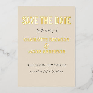 Invitation En Aluminium Simple Moderne Faire Part Or