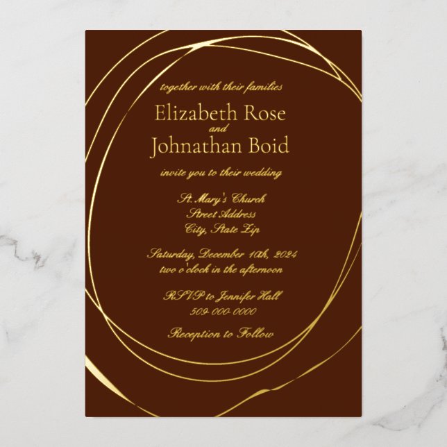 Invitation En Aluminium Simple moderne Gold Terracotta Mariage élégant (Recto)