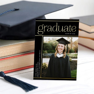 Invitation En Aluminium Simple Moderne Graduate Graduate Graduate Black Go