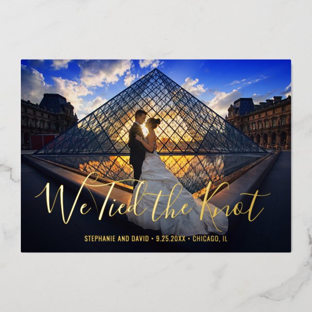 Invitation En Aluminium Simple Moderne Or Élégante Réception de Mariage (Recto)