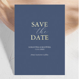 Invitation En Aluminium Simple Navy Blue Enregistrer Le Mariage Date