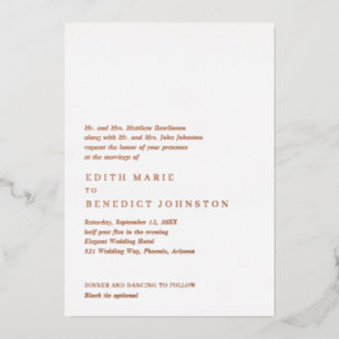 Invitation En Aluminium Simple Rose Gold Classic Mariage élégant