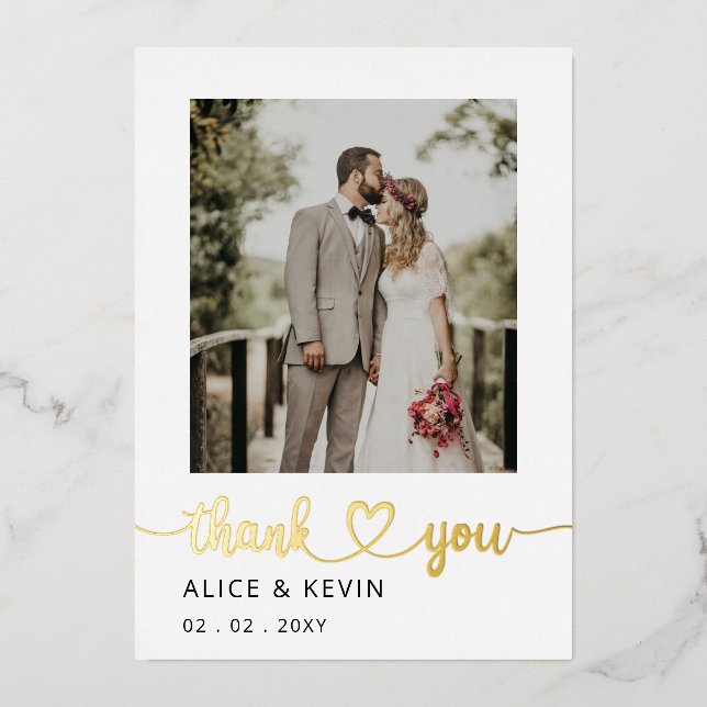 Invitation En Aluminium Simple Script Élégant Mariage Photo manuscrit Le (Recto)