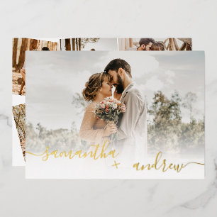 Invitation En Aluminium Simple script minimaliste blanc pour mariage avec