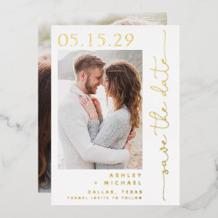 Invitation En Aluminium Simple Script Typographie 2 Photo Enregistrez la D