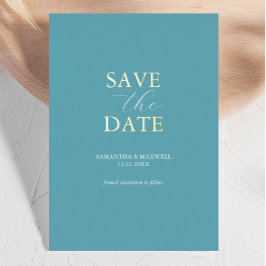 Invitation En Aluminium Simple Turquoise Bleu Enregistrer Le Mariage Date