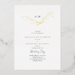 Invitation En Aluminium Simplement Elegant Foliage Mariage Gold