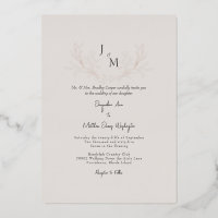 Simplement Elegant Taupe Foliage Mariage Rose Or