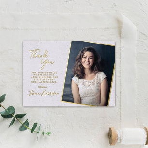 Invitation En Aluminium Simply Chic Photo Thank You Graduation Foil Card