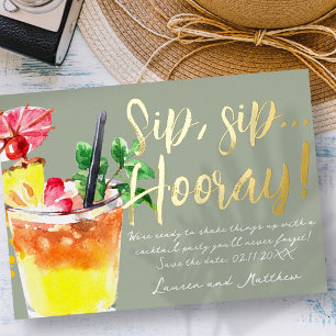 Invitation En Aluminium Sip, Sip Hooray ! Cocktail amusant Enregistrer la 
