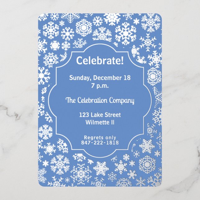 Invitation En Aluminium Snowflake Fête (Recto)