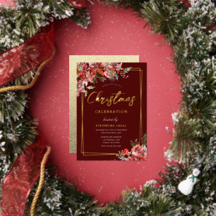 Invitation En Aluminium Snowy Festive Corporate Christmas Party Gold