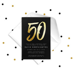 Invitation En Aluminium Soirée 50e anniversaire en or gras