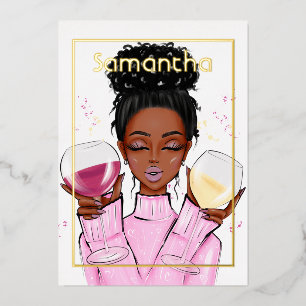 Invitation En Aluminium Soirée d'anniversaire Gold et Pink