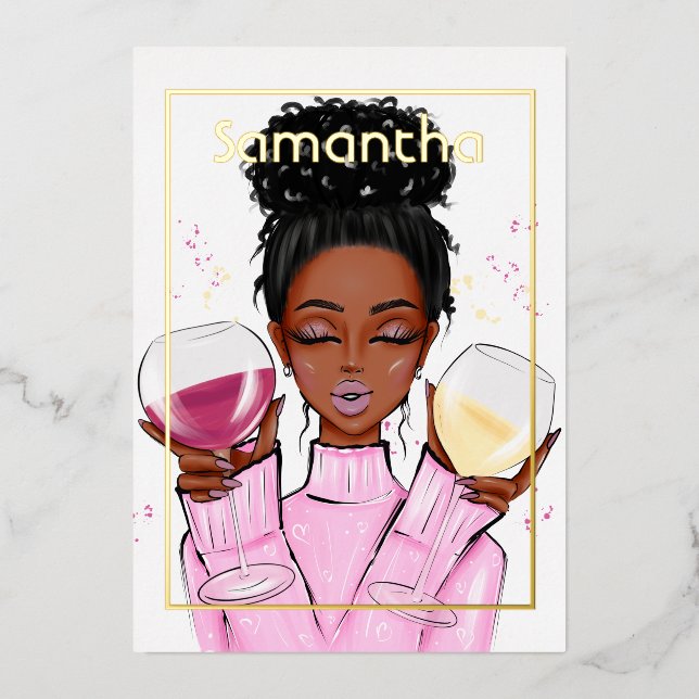 Invitation En Aluminium Soirée d'anniversaire Gold et Pink (Recto)