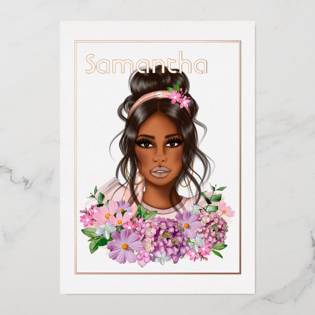 Invitation En Aluminium Soirée d'anniversaire rose Gold et Rose (Recto)