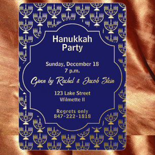 Invitation En Aluminium Soirée de dîner autour de la menorah de Hanoukka