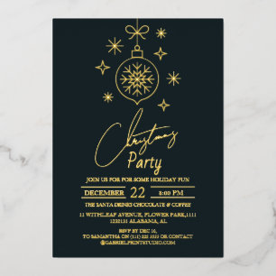 Invitation En Aluminium Soirée de Noël chic moderne élégant
