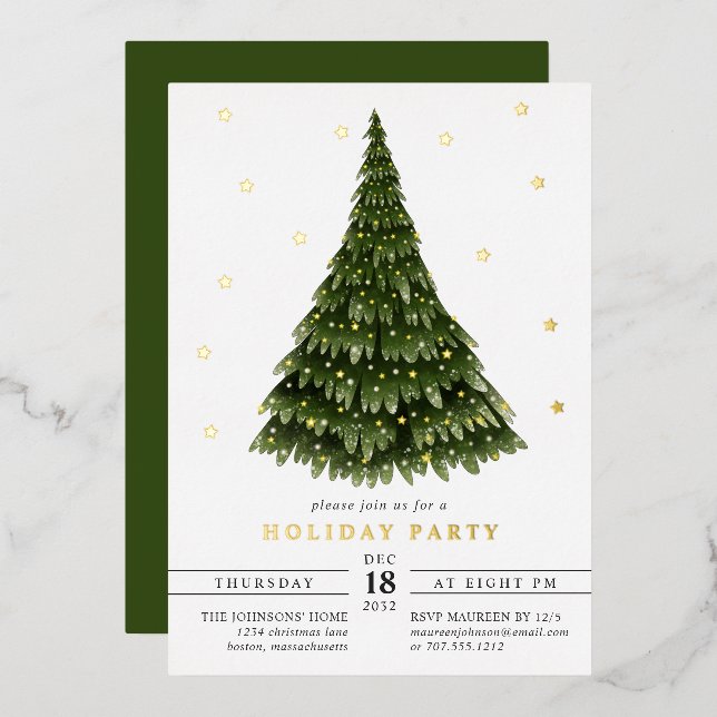 Invitation En Aluminium Soirée de Noël classique et élégante (Recto/Verso)