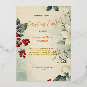 Invitation En Aluminium Soirée de Noël Cosy hiver Neige