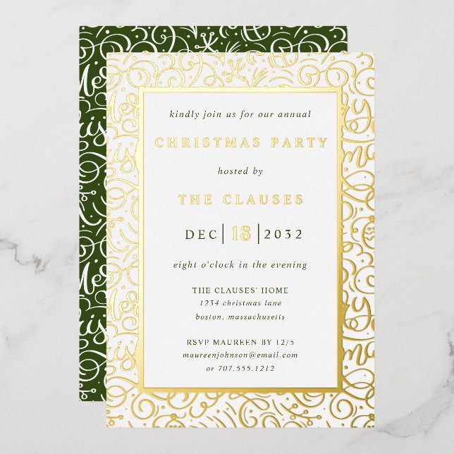 Invitation En Aluminium Soirée de Noël en typographie élégante (Recto/Verso)