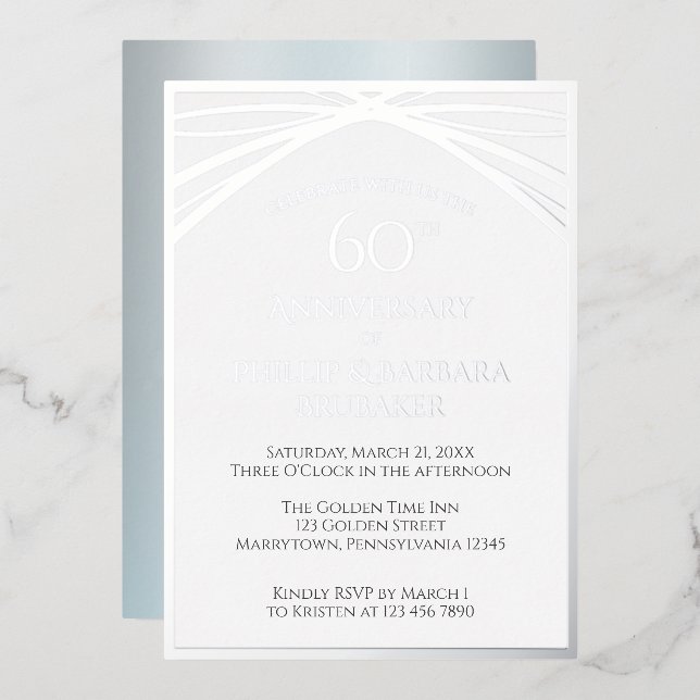 Invitation En Aluminium Soirée du 60e anniversaire de l'Elégant Diamant Ma (Recto/Verso)