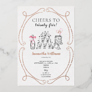 Invitation En Aluminium Soirée fille de l'anniversaire Tour Champagne