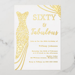 Invitation En Aluminium Soixante & Fabuleux ! Robe en feuille d'or 60e ann