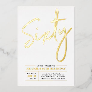Invitation En Aluminium Soixante   Modern Gold 60th Birthday Party