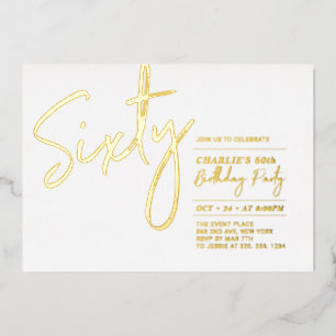 Invitation En Aluminium Soixante Modern Lettering 60th Birthday Party