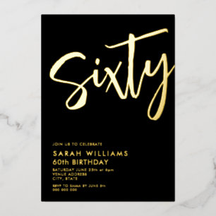 Invitation En Aluminium Soixante Moderne Or Noir 60e Anniversaire