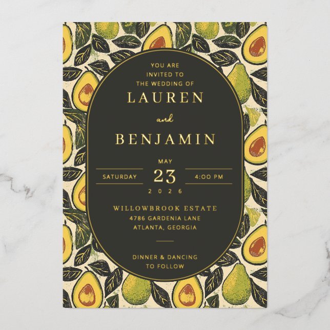 Invitation En Aluminium Sophisticated Green Avocado (Recto)