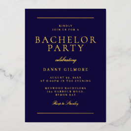 Invitation En Aluminium Sophisticated Modern Bachelor Party Navy & Gold