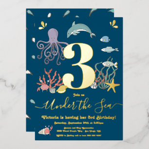 Invitation En Aluminium Sous la fête d'anniversaire de la mer